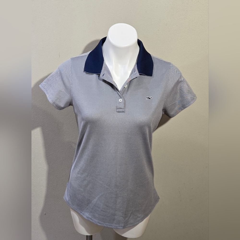 Vineyard Vines Performance Pique Polo Shirt Womens Small Royal Navy Ocean